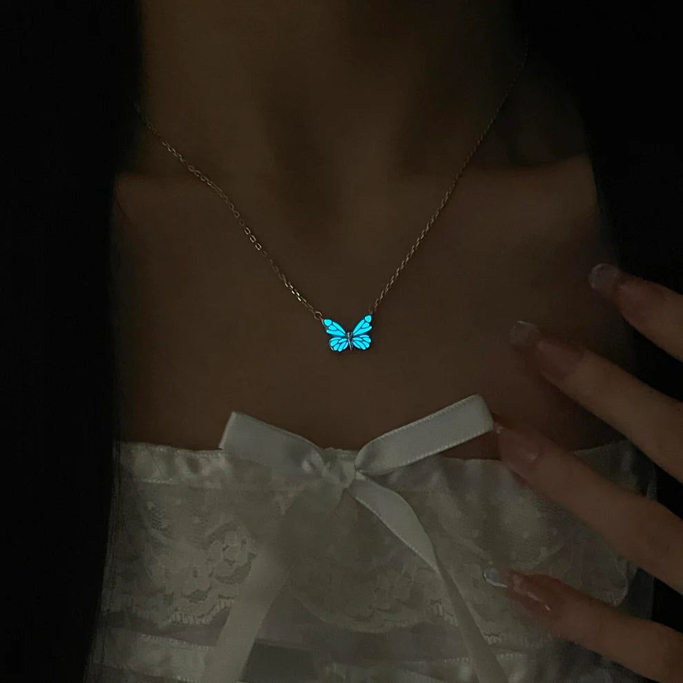 Glow in the Dark - Dream Blue Butterfly Necklace