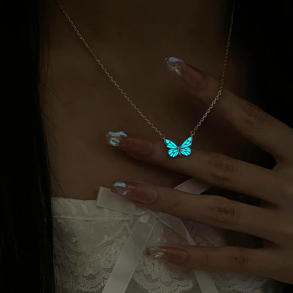 Glow in the Dark - Dream Blue Butterfly Necklace
