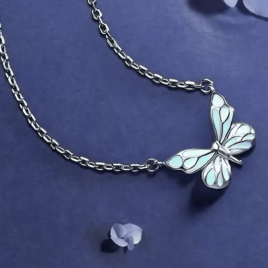 Glow in the Dark - Dream Blue Butterfly Necklace
