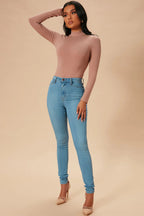 Classic High Waist Skinny Jeans - Light Blue Wash