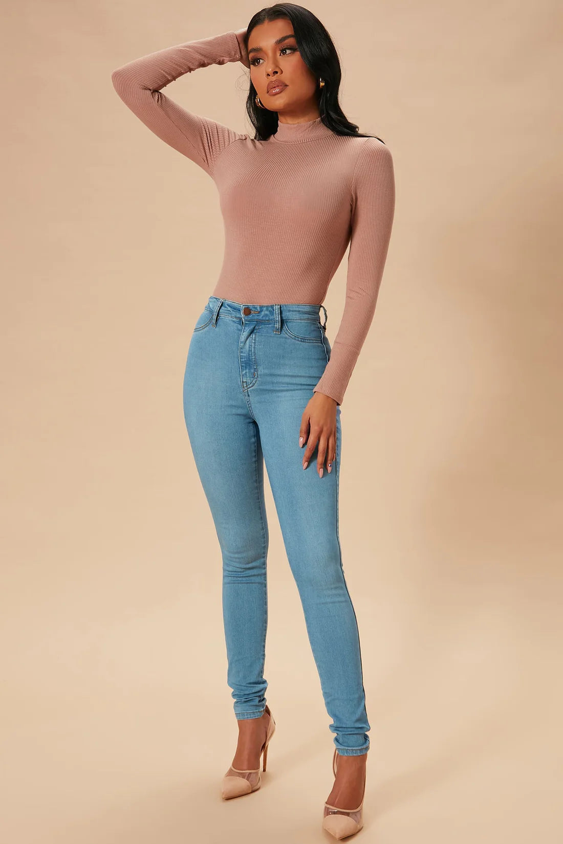 Classic High Waist Skinny Jeans - Light Blue Wash