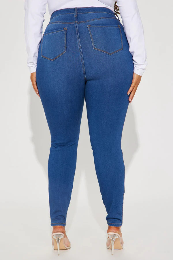 Classic High Waist Skinny Jeans - Medium Blue Wash